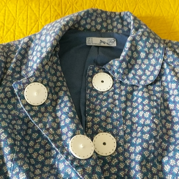 Vintage floral print snap button 3/4 sleeve jacket - Picture 4 of 5